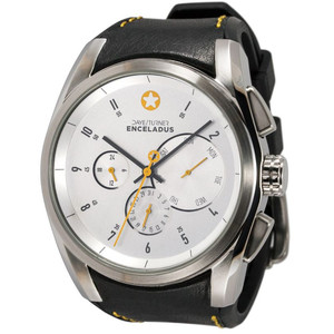 DayeTurner Relógio ENCELADUS men's analogue watch, silver - black leather strap