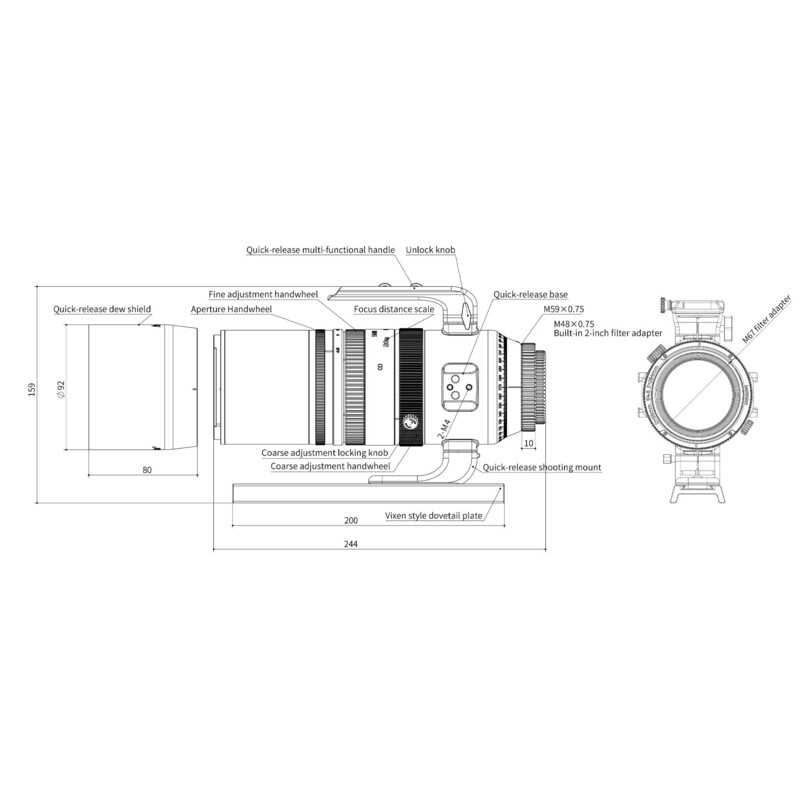 Askar Refrator apocromático Apochromatischer Refraktor AP 55/264 SQA55 OTA